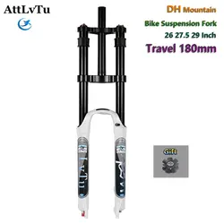 Mountain Bike Suspension Fork with Rebound Adjust Function, MTB Bicycle Forks, Travel 180mm, Downhill Air, DH, 26 