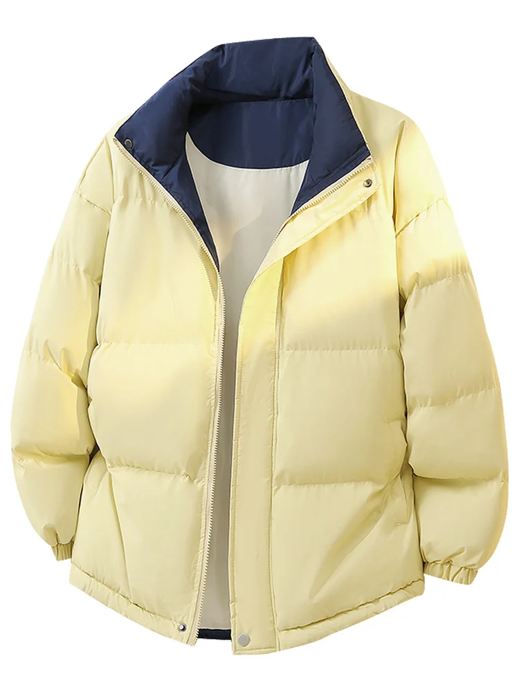 

Men's ort Thiened Cotton Jaet Autumn Winter Faion Stand Collar Warm Bread Sle Coat Youth Casual Stand Fit Long S...