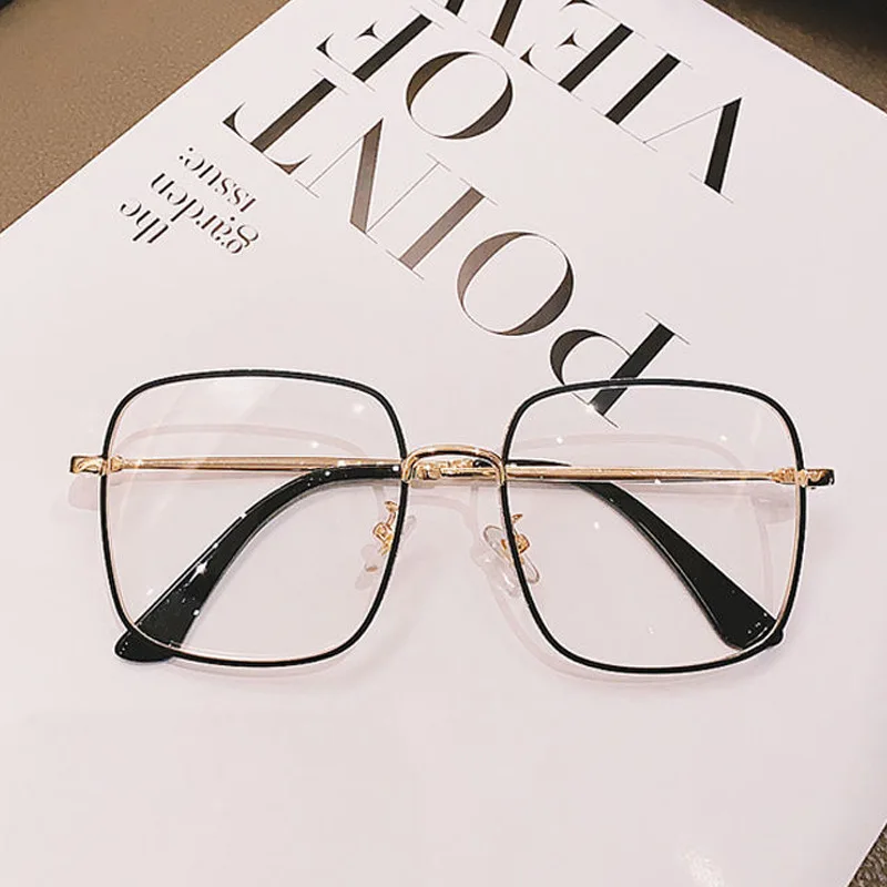 

Plano Glasses for Women and Men Anti Blue Light Blocking Computer Eyeglasses Shiny Glitter Oversize Square Round Frame Eyewear