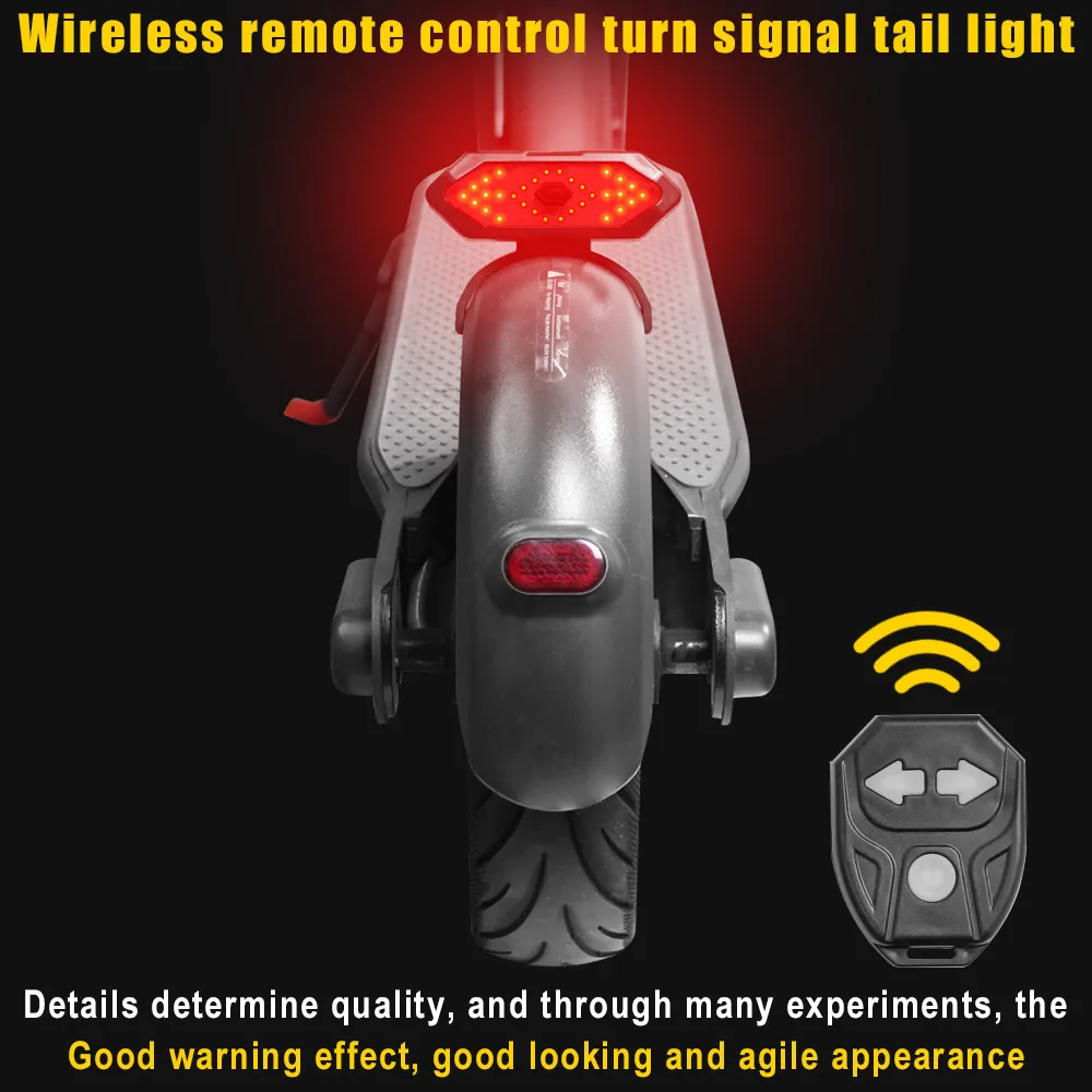 Universal LED Warning Turn Signal Light Rear Tailight For Ninebot Max G30 Electric Scooter Wireless Remote Control Rechargeable