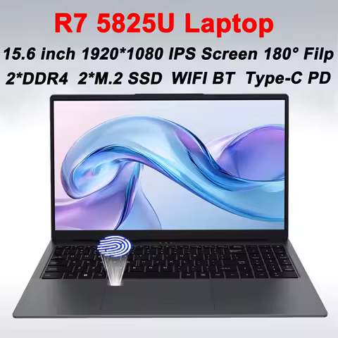 G156 15.6" IPS Screen NoteBook AMD Ryzen 7 5825U 2*DDR4 2*M.2 2280 SSD Windows 11 WIFI BT Type-C PD Desk Gaming Computer