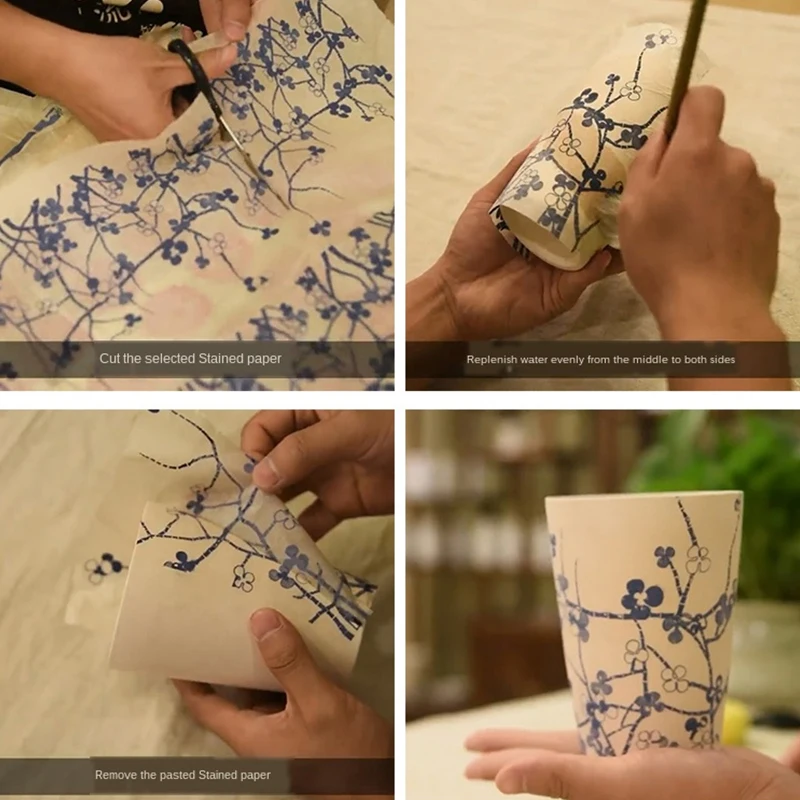 1PCS Pottery Ceramics Clay Transfer Flower Paper Glaze Underglaze Jingdezhen Blue And White Porcelain 54x37cm DIY Decal Paper