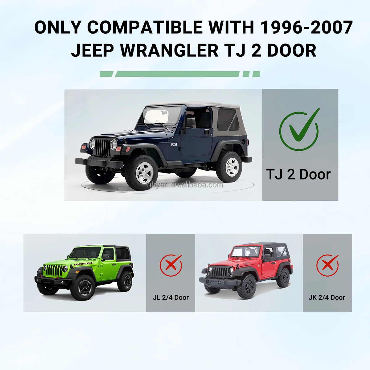 For 1997-2006 Jeep Wrangler TJ 2 Doors Bolts-On Running Boards Sturdy Side Step In Textured Black Steel - view 6