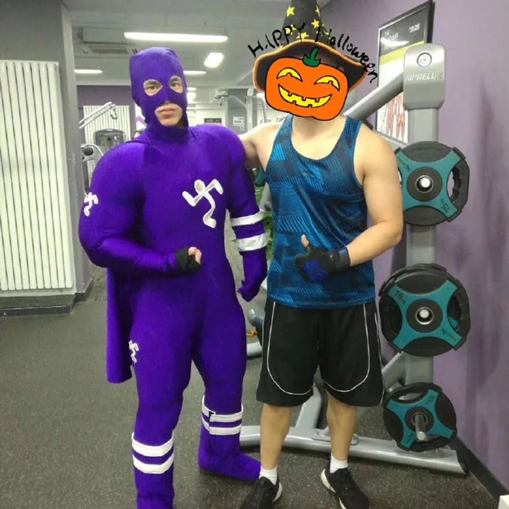Traje esportivo muscular roxo cosplay homem elastano traje de halloween super-herói zentai bodysuit para crianças adultas