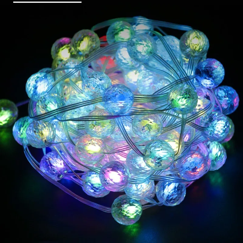 WS2812 5V LED Fantasy Pineapple Ball Light String Leather Thread Light Music Sound Control Outdoor IP67 Colorful Light String