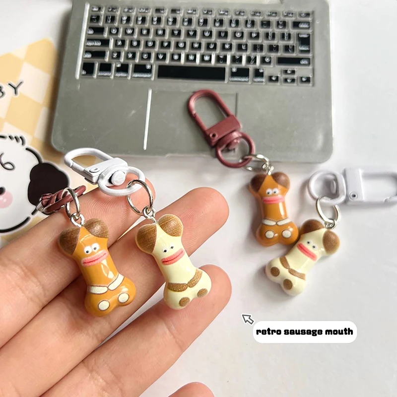 1.3cm/0.5in Cute Big Mouth Bone Key Chain Cartoon Doll Pendant Key Ring Backpack Charms Car Decoration Bag Accessories