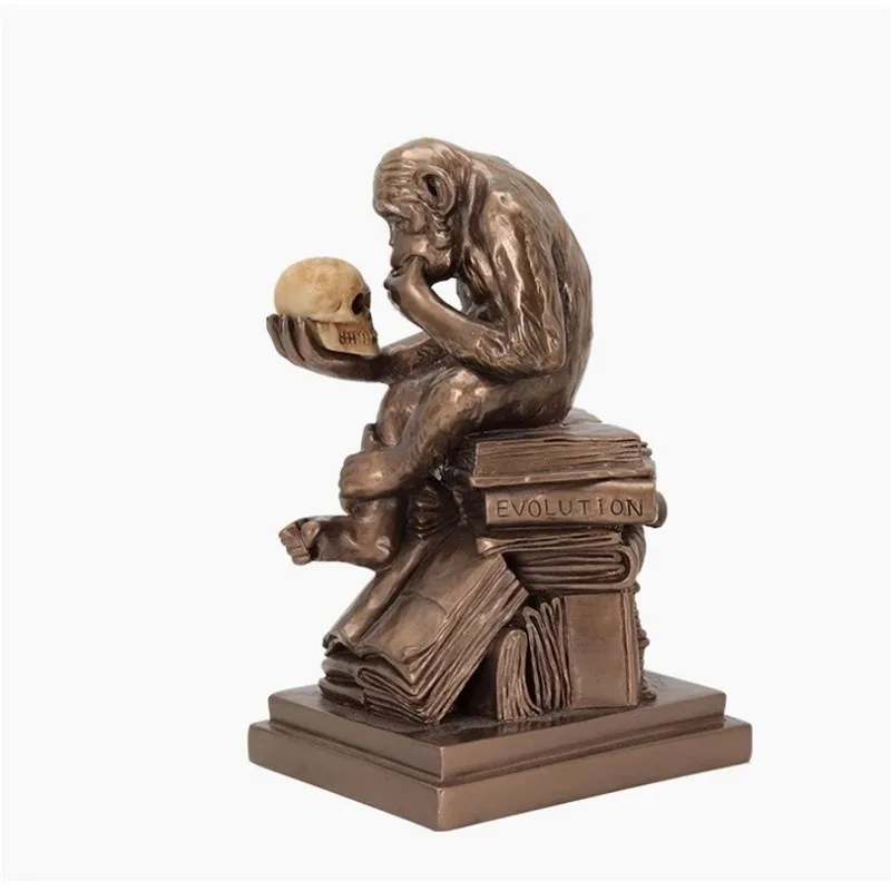 Library Anthropoid Figure Resin Human Evolution Miniature Darwin Ape History Novelty Skull Ornament Decor Craft Accessories