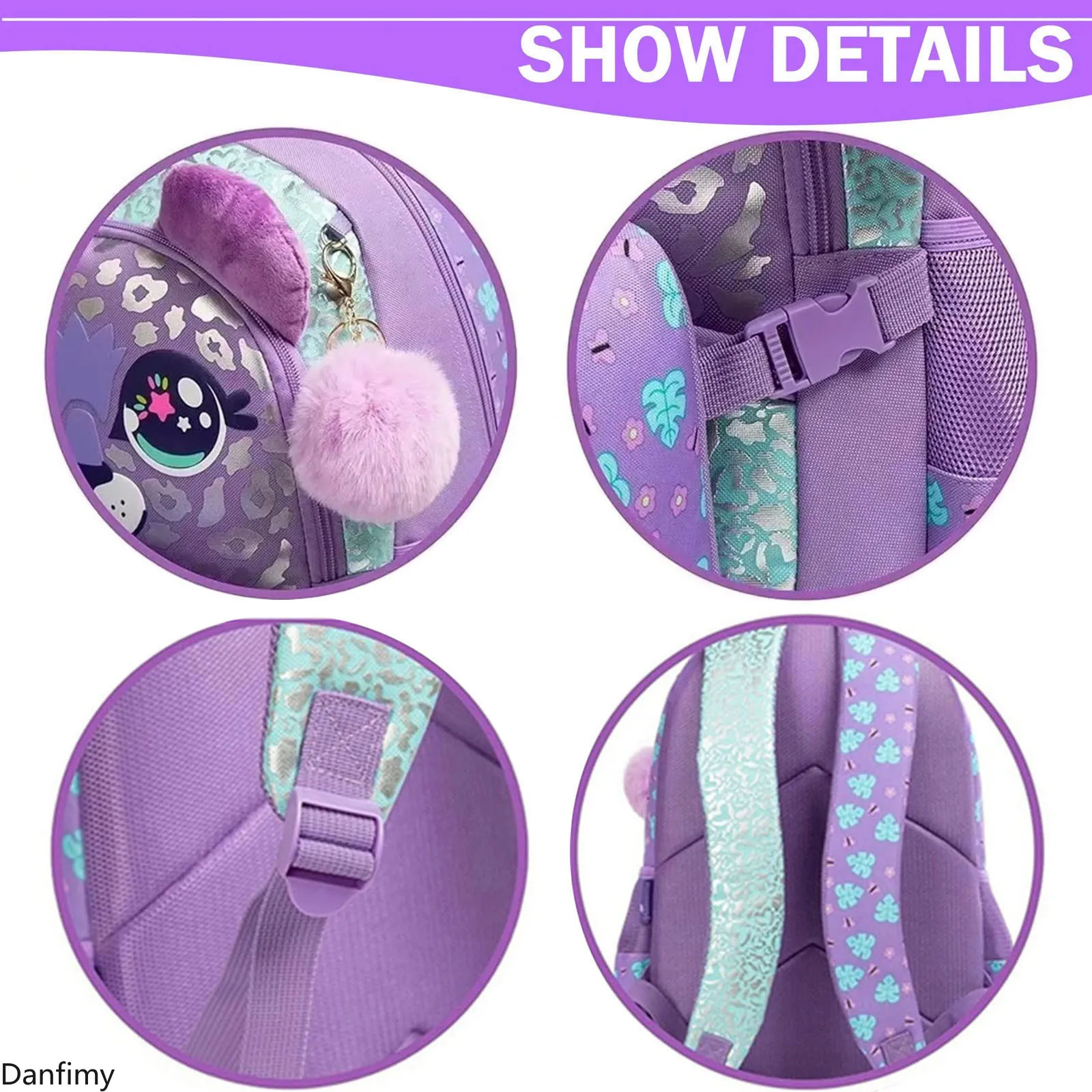 حقائب ظهر للأطفال للفتيات حقيبة مدرسية لطيفة مع صندوق غداء حقيبة ظهر مدرسية ابتدائية خفيفة الوزن للأطفال العودة إلى اللوازم المدرسية #4