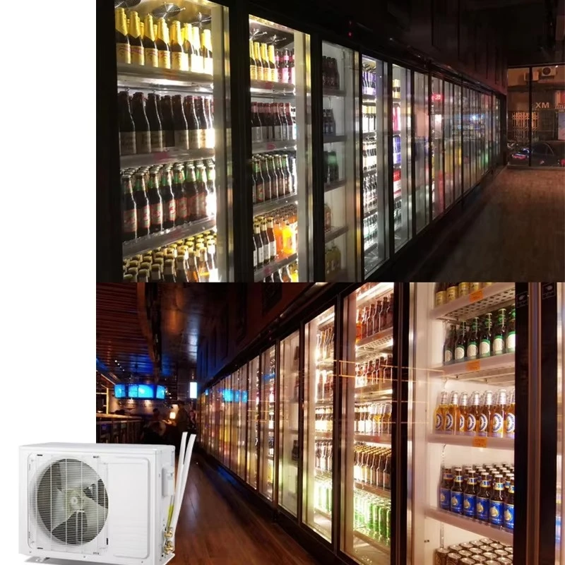 Customized Outdoor Remote Unit Cold Drink Commercial Display Fridge 6 Door Supermarket Refrigerated Display Case