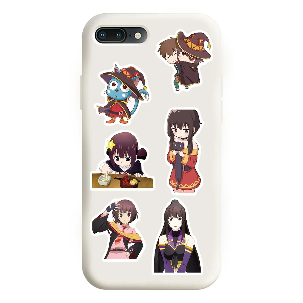 10/50PCS Kawaii Megumin Anime Stickers Kazuma Sticker Aesthetics Skateboard Luggage Phone Guitar Cartoon Graffiti Decal Toys