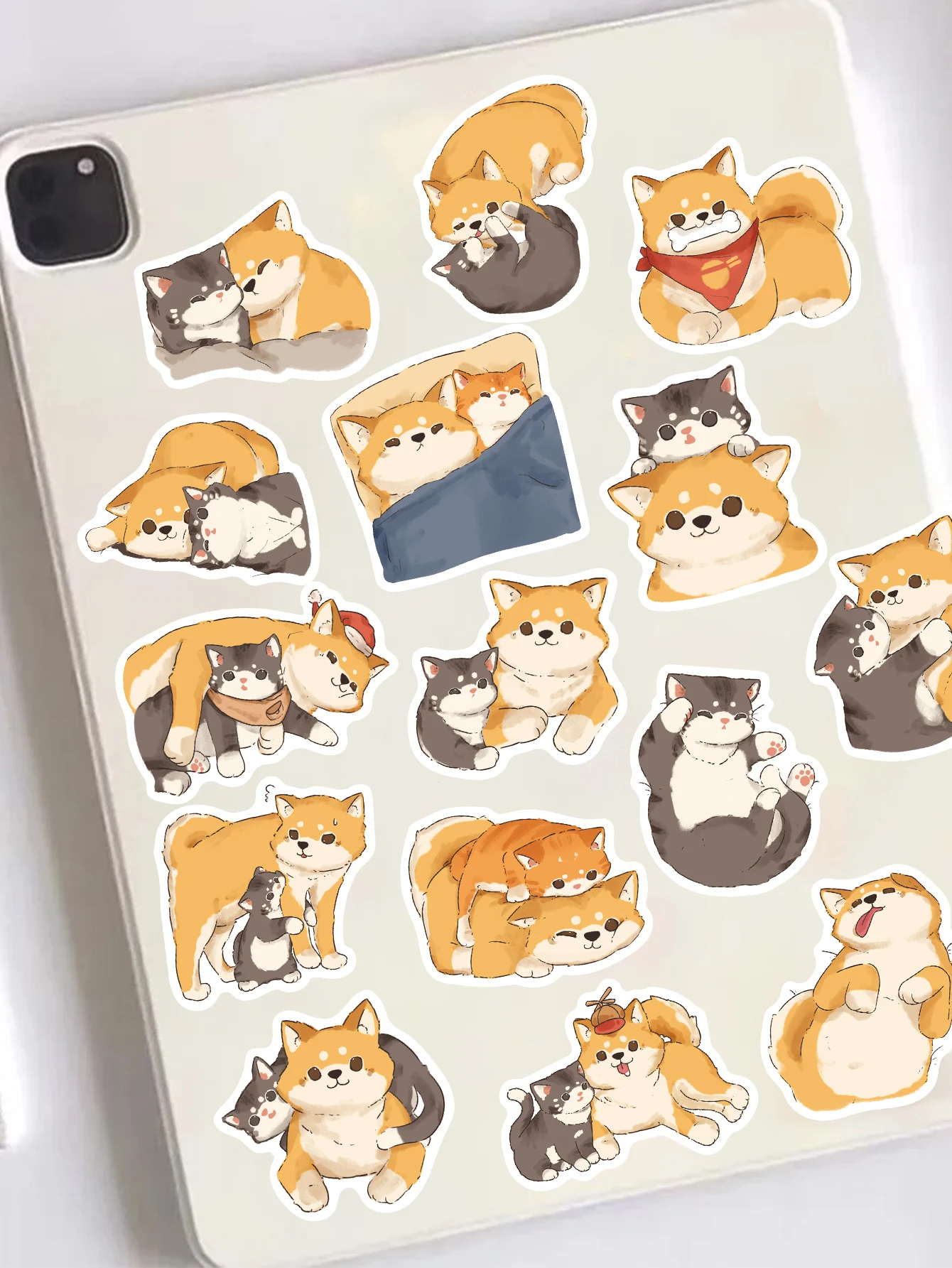 Desenhos animados adesivos, shiba inu, gato, decorativo, para mala, skate, guitarra, laptop, motocicleta, diy, impermeável, 50pcs