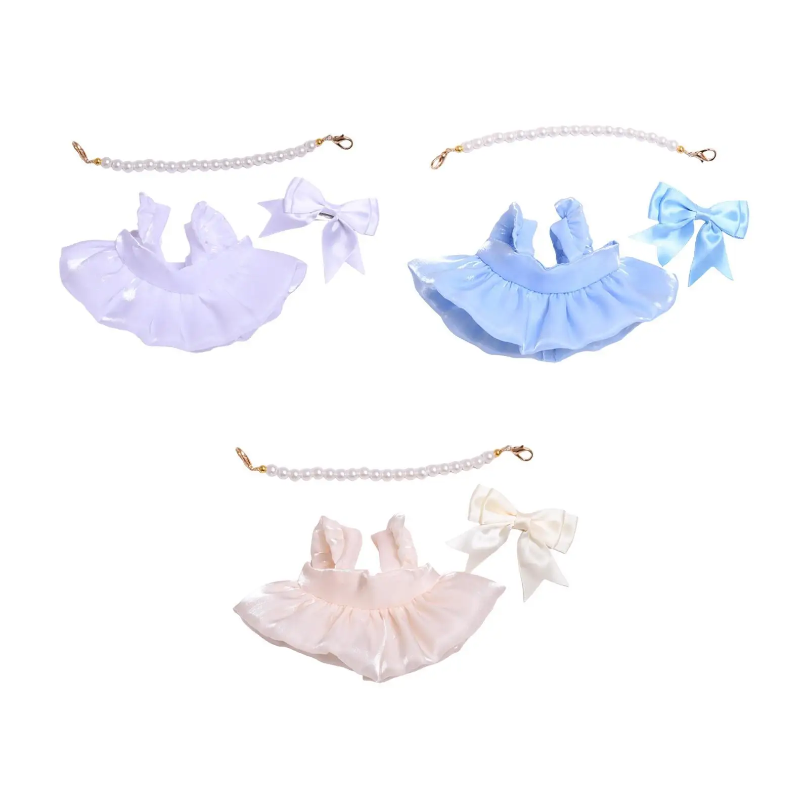 

3 Pieces Dolls Dress and Necklace Bow Hairpin Accessory Handmade Clothing for 8inch Dolls Girl Dolls Dress up New Year Gifts