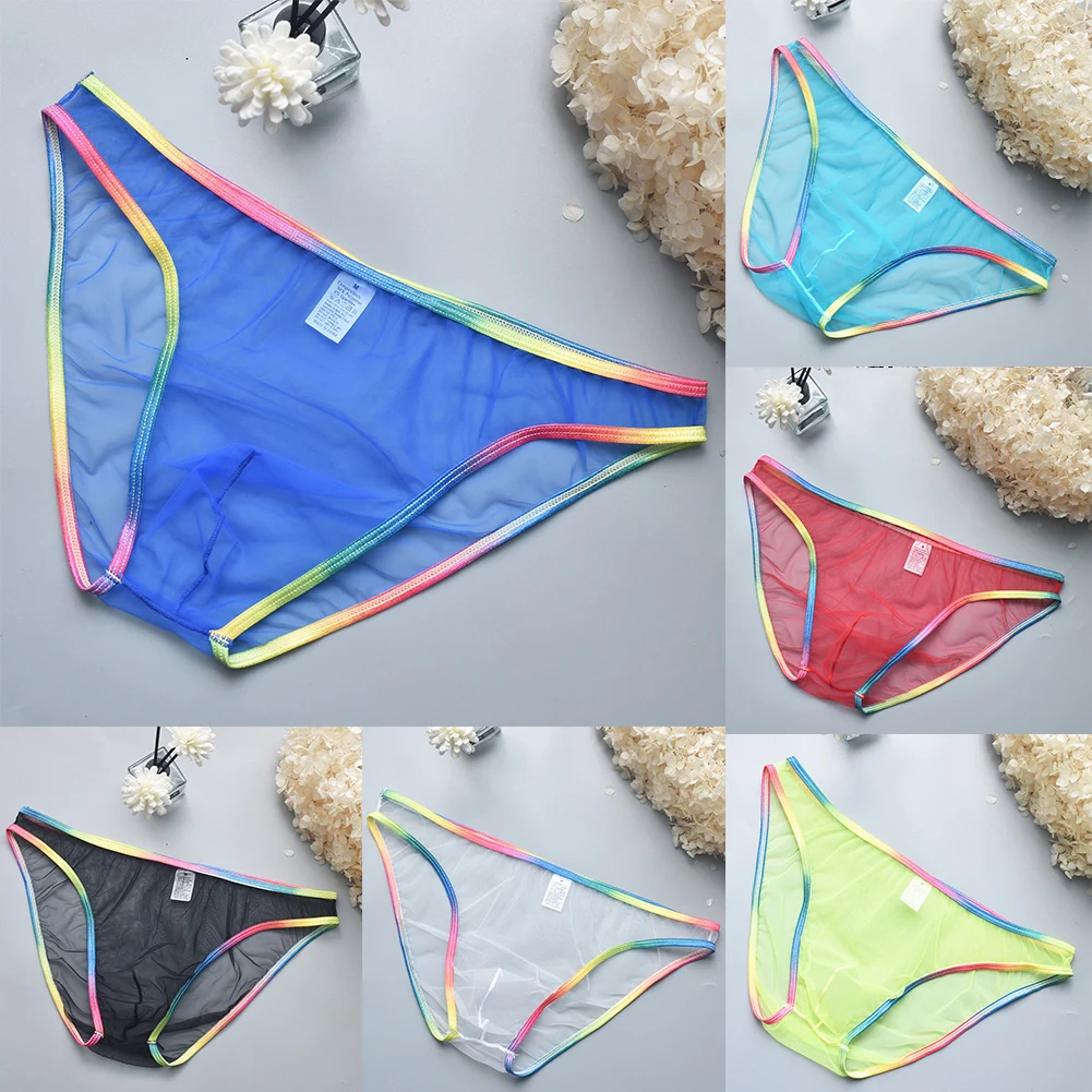 أزياء الرجال منخفضة الخصر رقيقة ملخصات بقماش شفاف U-محدب الحقيبة السروال تنفس سراويل مثير رجل الملابس الداخلية #5