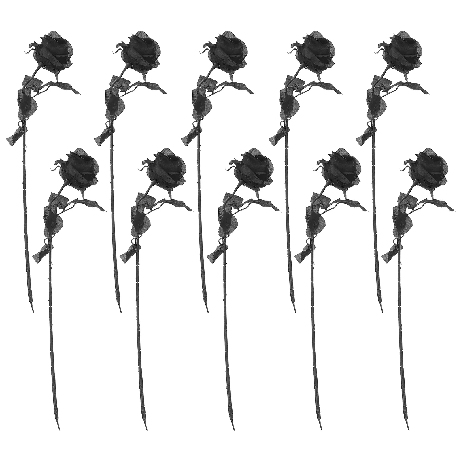 

10pcs Black Rose Faux Flower Retro Simulation Decor Dark Bouquet Photography Prop H made Polyester Material Living Room Office