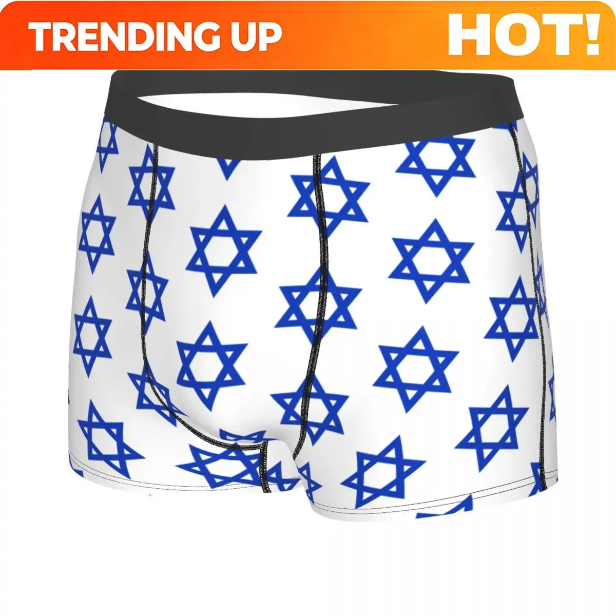 Fashion Star Of David Israel Flag Boxers Shorts Panties Men's Underpants Stretch Israeli Pride Briefs Underwear