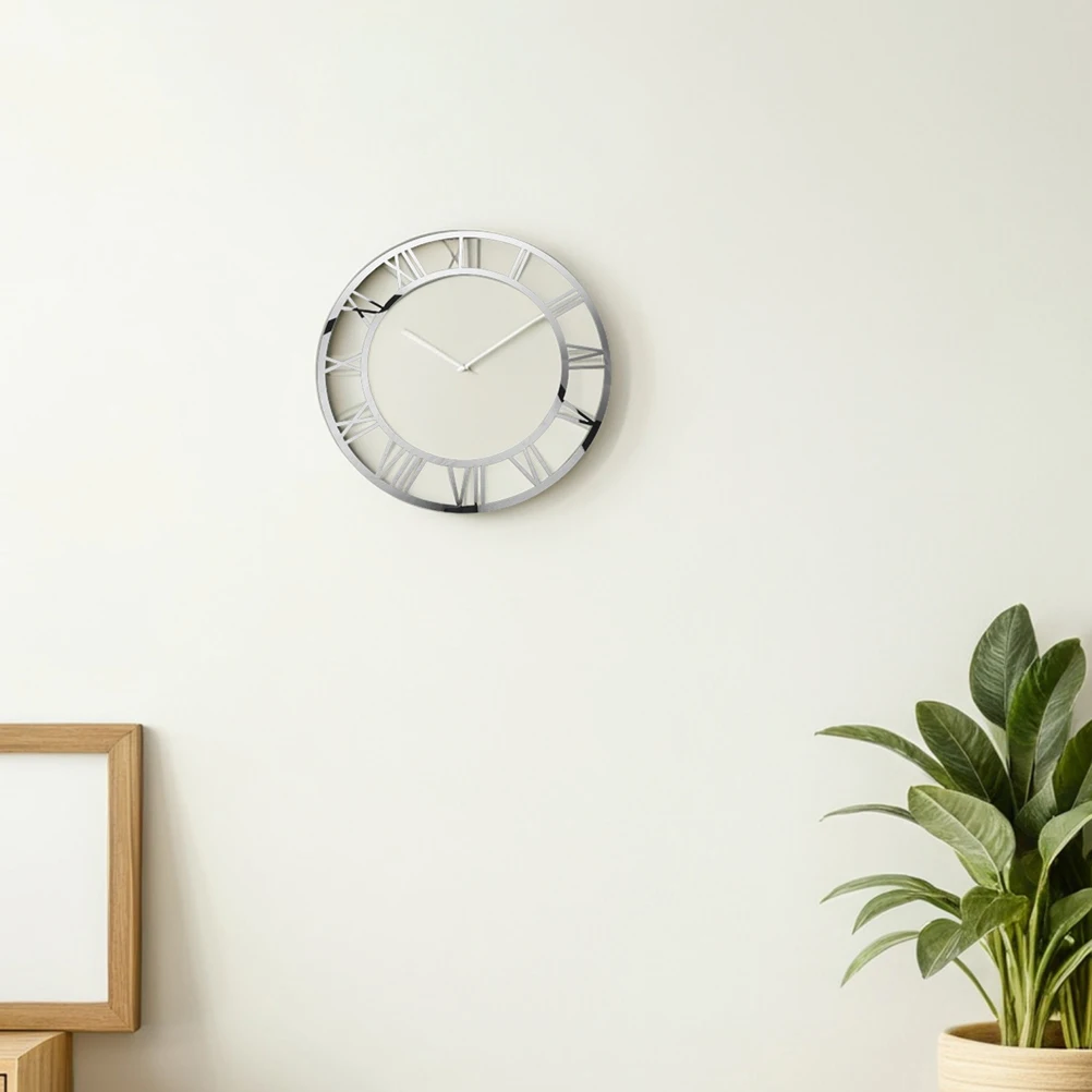 

2Pcs Mirror Clock Wall Decals Acrylic Round Roman Numeral Stickers for Home Living Room Bedroom Decoration Mirror Decal