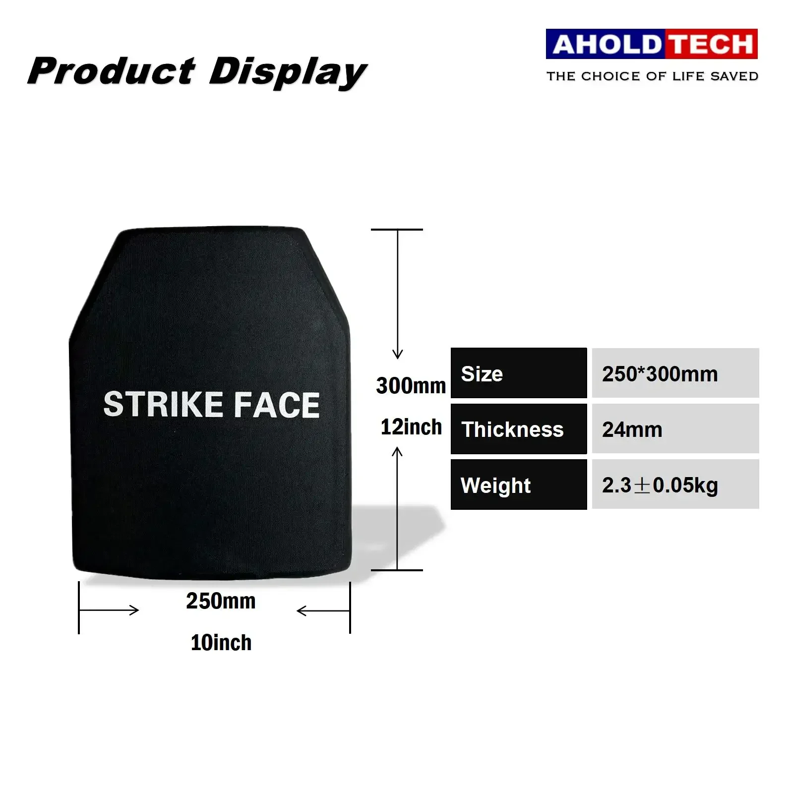 Aholdtech Aluminium oxide ceramic NIJ III+ Hard Armor Plate Ballistic Vest Bulletproof Backpack Ballistic Board 10x12 Big Plates