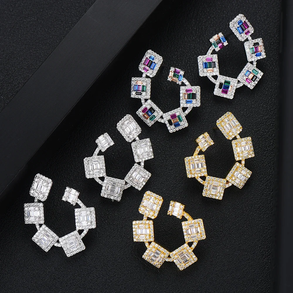 

Soramoore Jimbora Charms Full Mirco Paved Crystal Zircon Round Circle Earrings Noble Naija Dubai Wedding Earrings Fashion