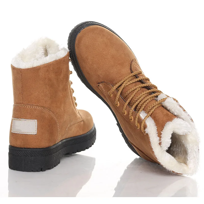 Women\'s Boots 2024 Winter Boots With Fur Low Heels Snow Boots Ankle Bota Feminina Platform Booties For Women Winter Shoes Heeled