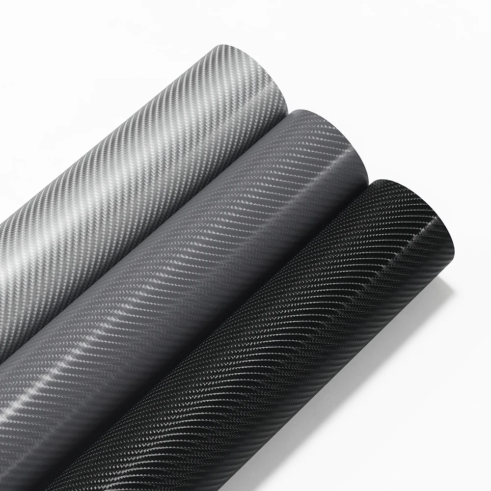 Rotolo di pellicola adesiva in vinile per auto, effetto fibra di carbonio 4D, colori nero, grigio e argento, con sistema di rilascio dell'aria, senza bolle, autoadesiva, impermeabile, resistente ai