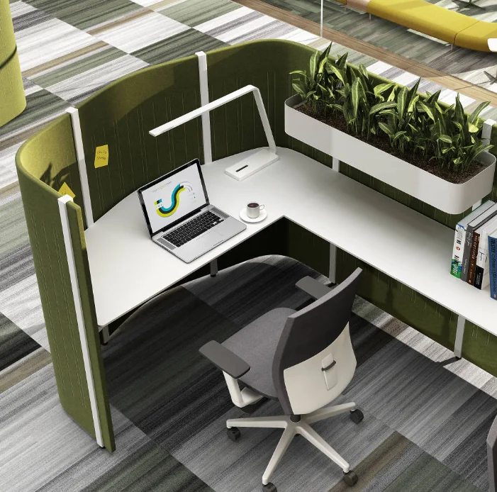 Office Desk,Modern Wooden Manager Office Desk With Fabric Partition For Office Use Eco-Friendly Durable Computer Workstation