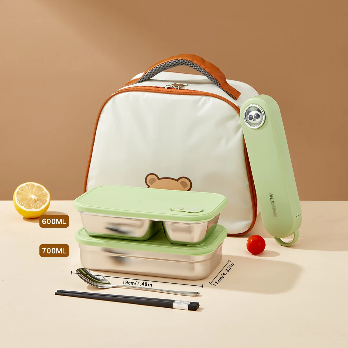 304 roestvrijstalen Bento-box met deksel Draagbare verzegelde verdeelde lunchbox voor kinderen Student School Fruitsalade Lunchcontainer