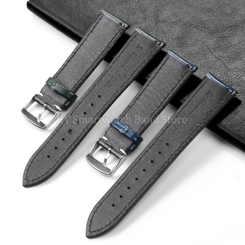 Глянцевый кожаный ремешок для часов 20 мм 22 мм для Seiko для Omega для Rolex, сменный ремешок из воловьей кожи, быстросъемный браслет, ремень Universa
