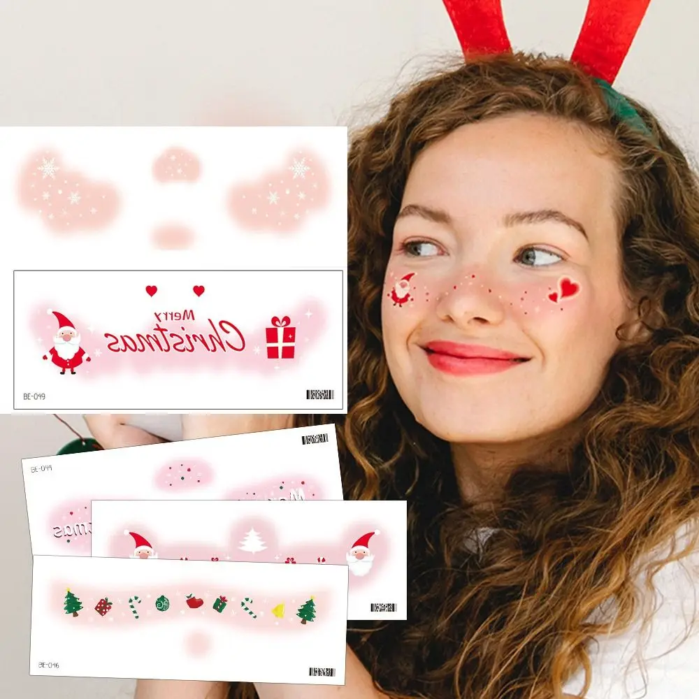 Christmas Beauty Face Stickers Waterproof Face Tattoo Eye Makeup Decal Temporary Tattoo Small Flowers Beauty Sticker