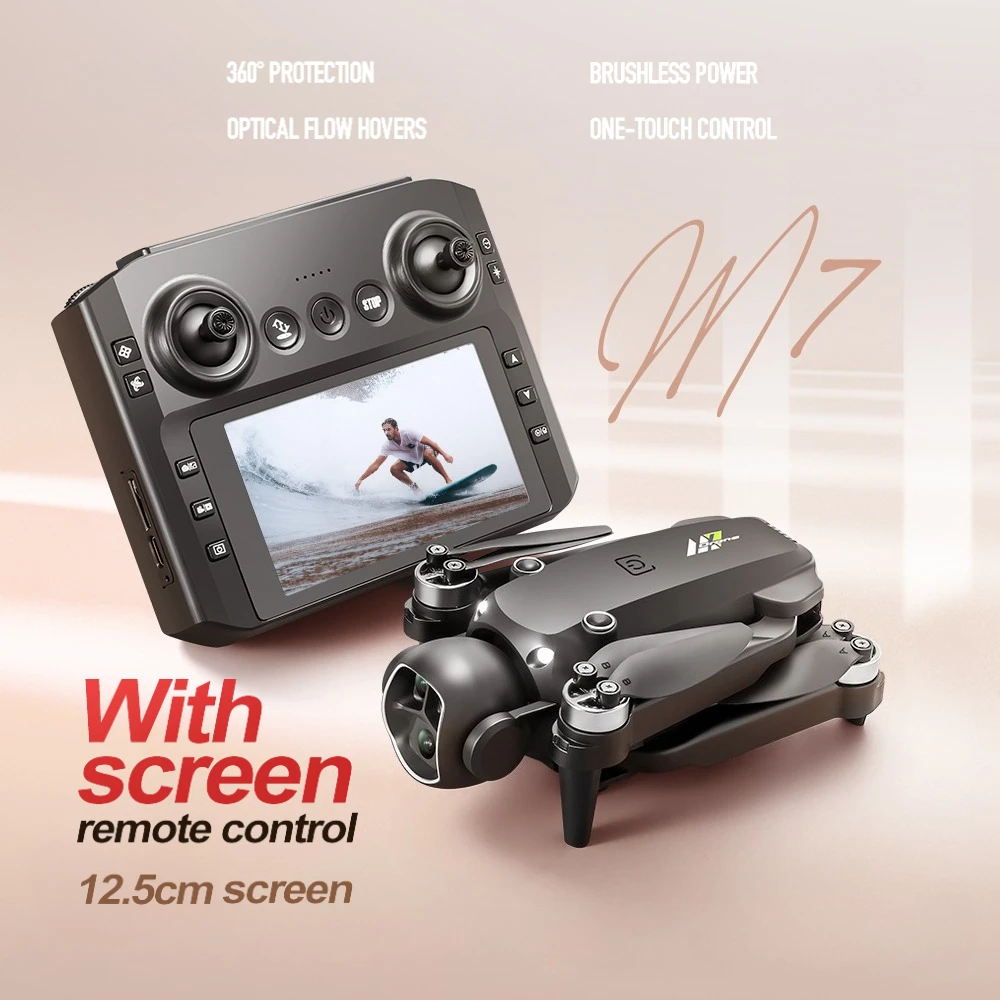 

New 8K Aerial Drone M7 HD Camera Brushless Folding Screen Headless Mode Optical Flow Obstacle Positioning Hovering Aircraft