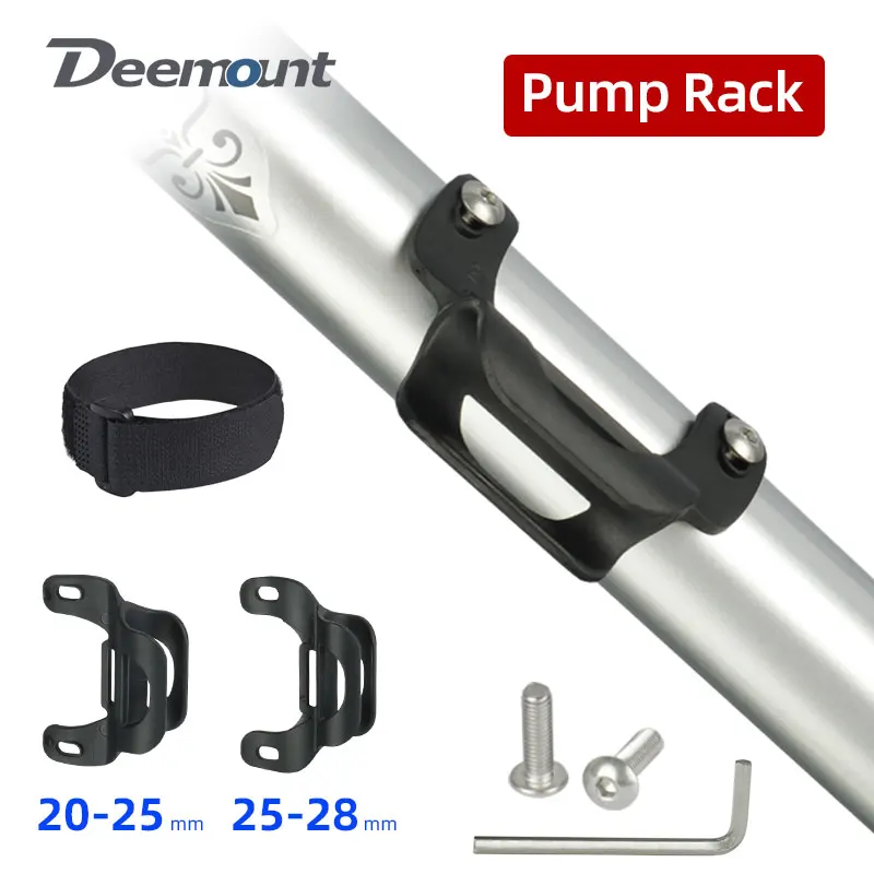 Bicycle Pump Bracket Holder W Hook Loop Strap Fixation Bike Inflator Stand Rack 20-28mm Dia. Pump Fits