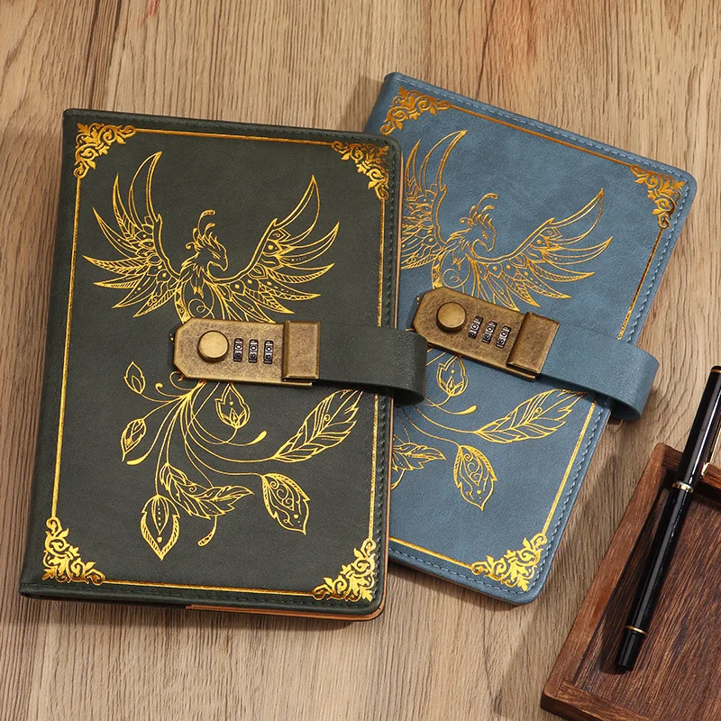 Lockable Diary with Password, A5 Thick Hardcover Journal, 100 Sheets Lined Inner Pages, Secure Combination Lock Notebook