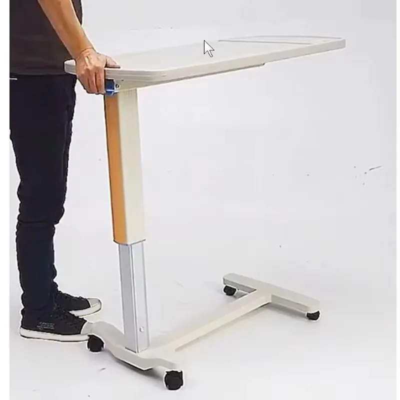 

Hydraulic Height Adjustable Rolling Over Bed Table Bedside Table Mobile Hospital Bed Dining Table Lifting Desk