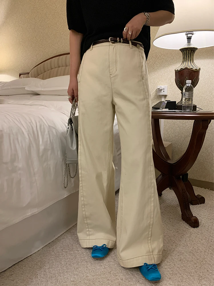 

Новые осенние женские джинсы с высокой талией и широкими штанинами, свободные, больших размеров, NAZ, модные, струящиеся, длинные брюки