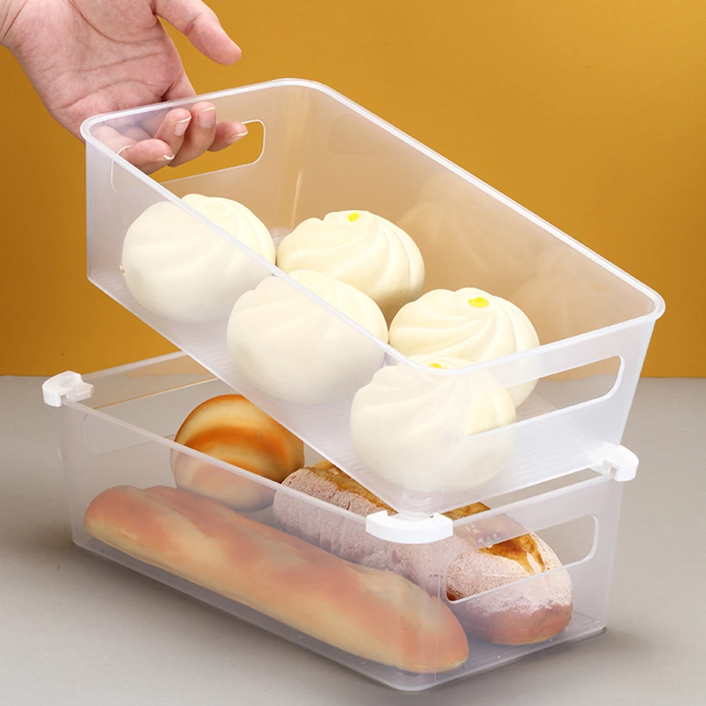 2pcs Refrigerator Food Storage Box Clear Stackable Fridge Organizer Vegetable Fruit Container With Corner Pads Space Saving