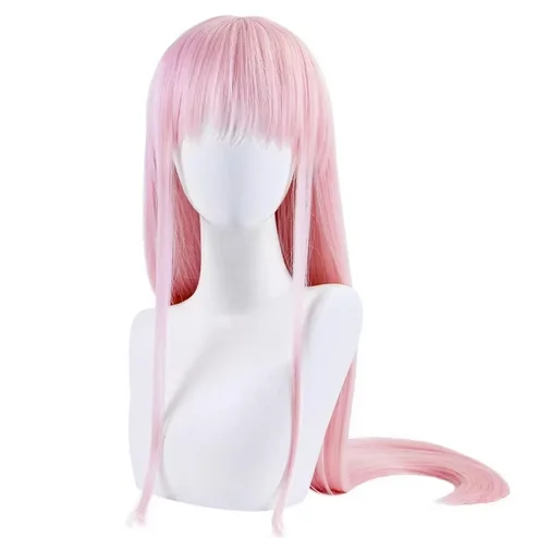 Anime in the Cosplay Wig Zero Two Wigs Without Headwear Role Play Pink Color Cos Perucas Wig