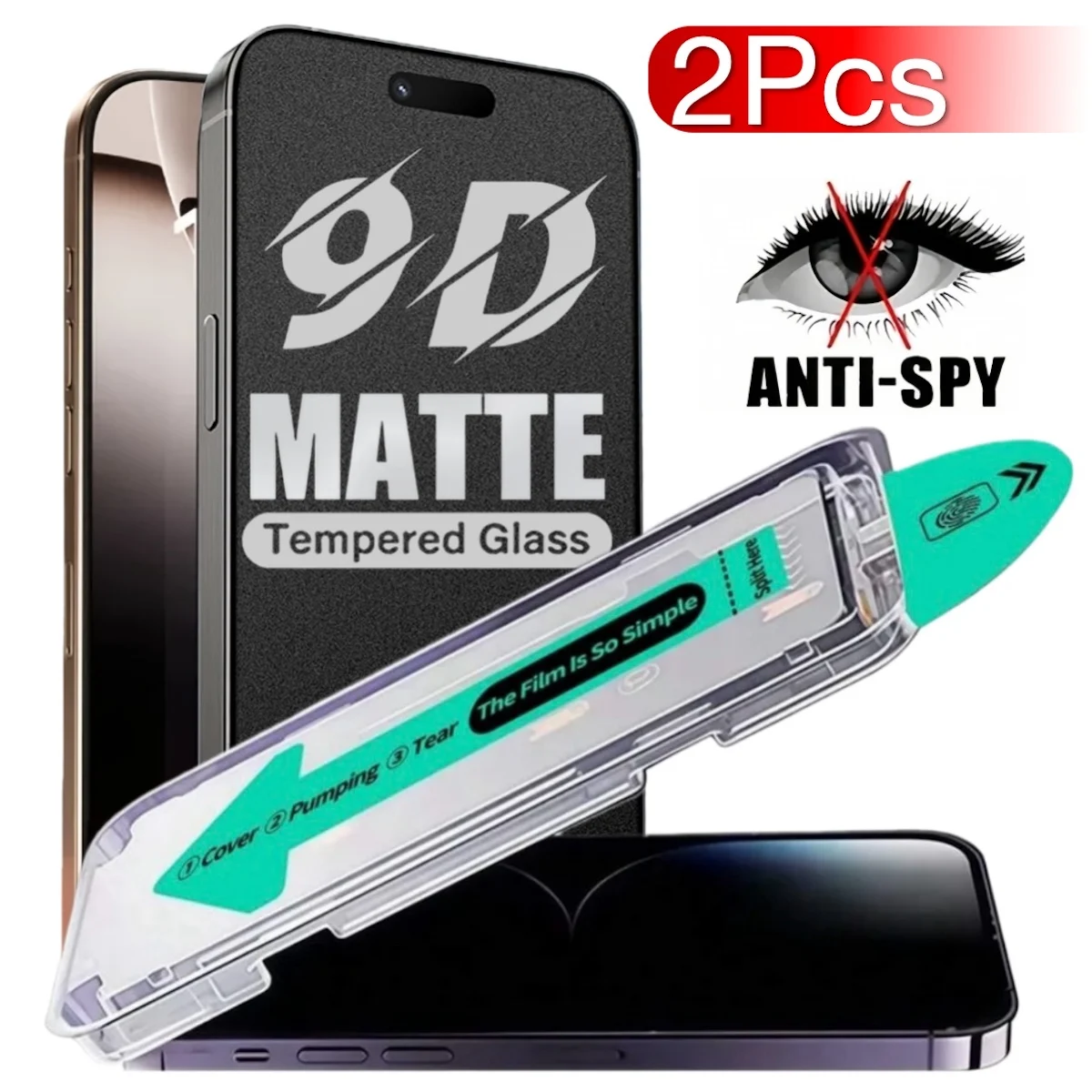 

Комплект из 2 матовых защитных стекол для iPhone 17, 16e, 16, 15, 14, 13, 12, 11 Pro Max, XS, XR: закаленное стекло с защитой от подглядывания
