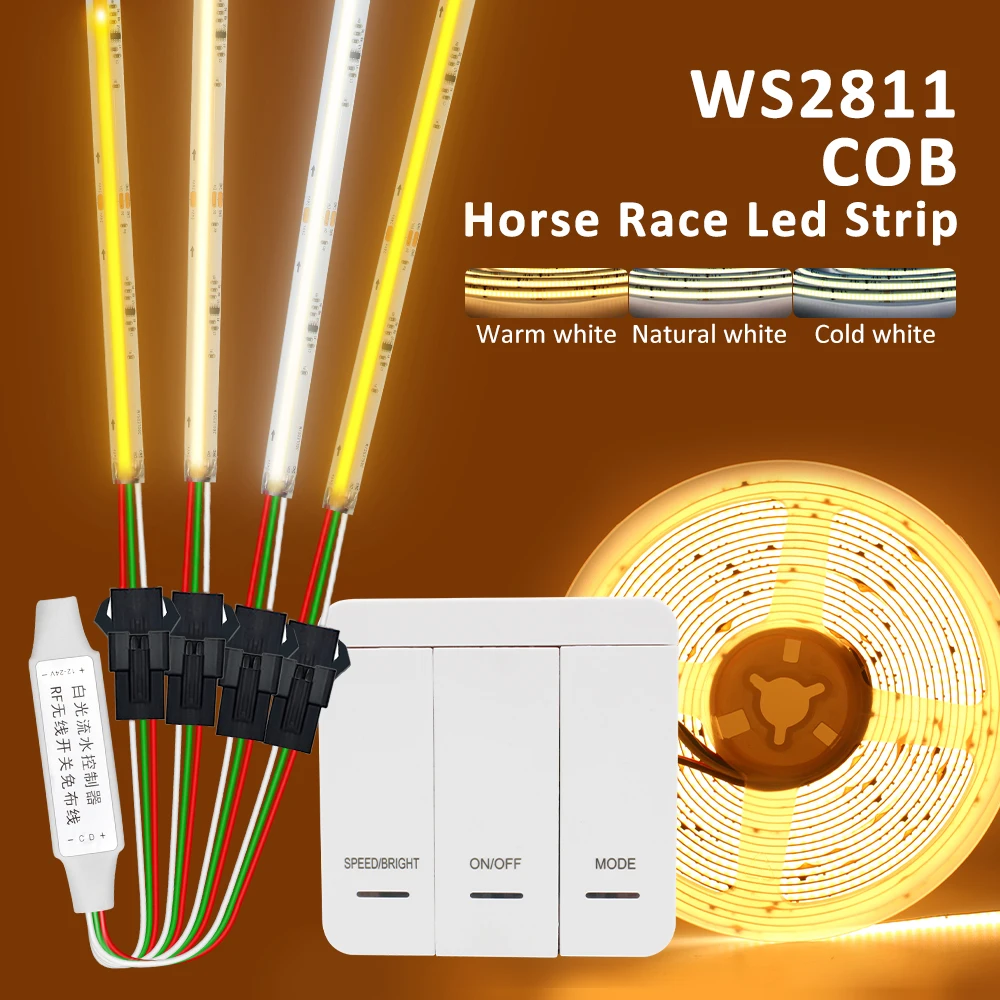 Tira de luces LED WS2811 IC COB para carrera de caballos, 24V, 360LEDs/M, blanco cálido, 5M, 10M, 15M, 20M, cinta LED de agua corriente para decoración de habitación