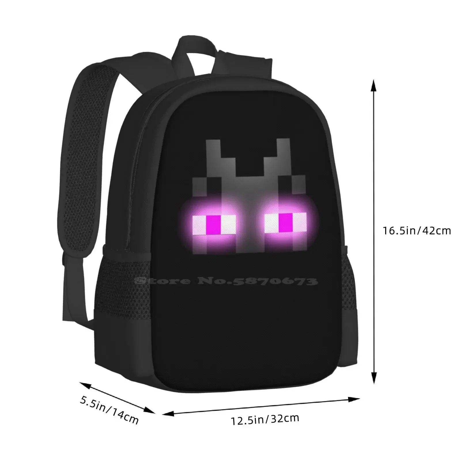 Mochila con diseño de patrón de Enderman para estudiantes, color negro