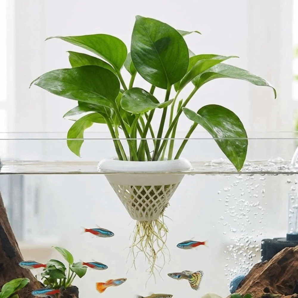 3D Printed Floating Aquarium Planting Basket Growing Pots Plastic Fish Plant Symbiosis Planter Decorative
