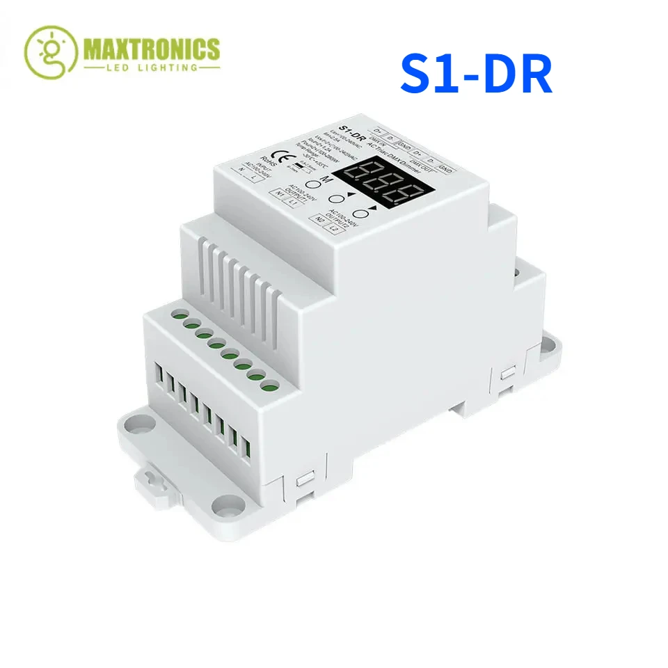 Wholesale AC100V-240V S1-DR AC Triac DMX Dimmer DIN Rail 2 Channel Dual Channel Output Silicon DMX512 LED Controller Skydance