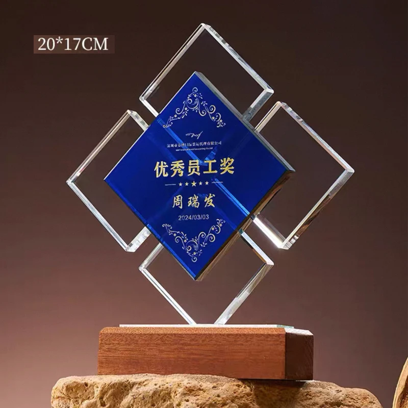 Trophée Personnalisé en Cristal, Souvenir Commémoratif de Récompense Sportive ou Cinématographique, Décoration d'Intérieur pour Réunion Annuelle du Personnel Exceptionnel, 1 pièce
