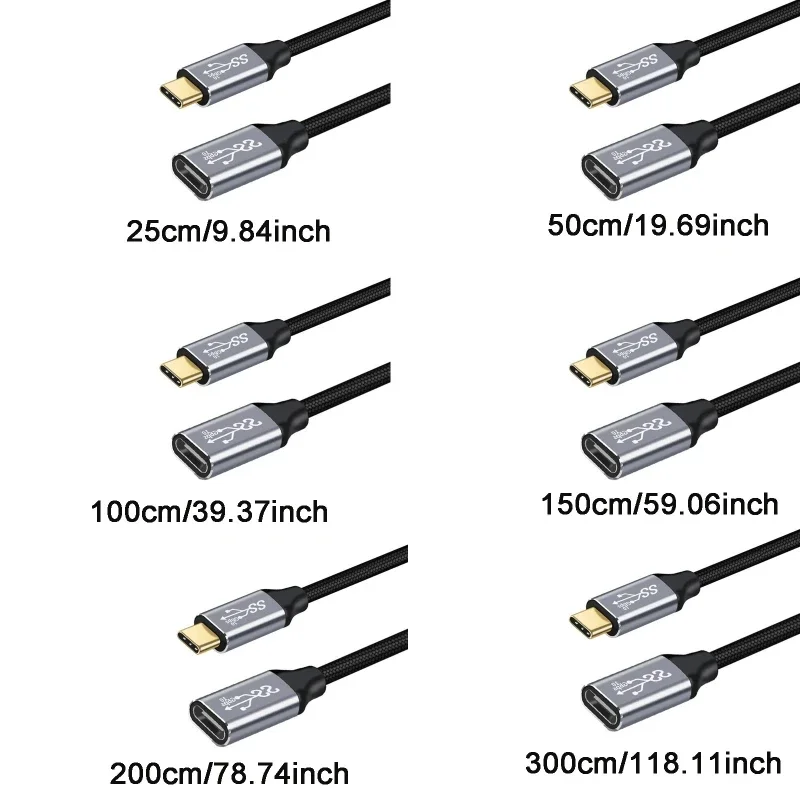 Typec Erkek - Dişi Veri Kablosu Yerleştirme Dirsek Uzatma Kablosu USB3.1Gen2 Hızlı Şarj Anahtarı Uzatma Kablosu