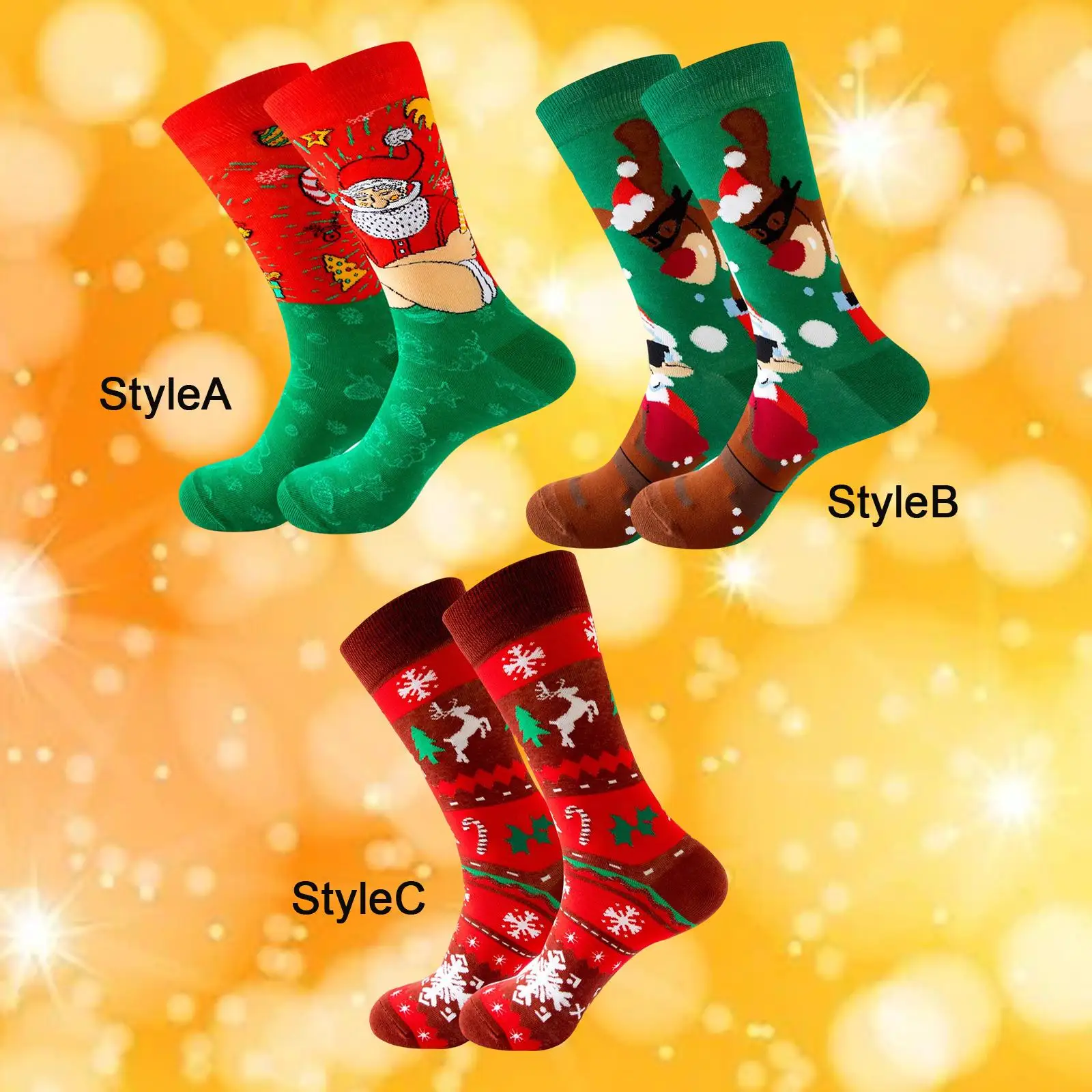 Fashion Christmas Socks, Socks Warm Long Sock for Teens Men Women Xmas Tree - view 3