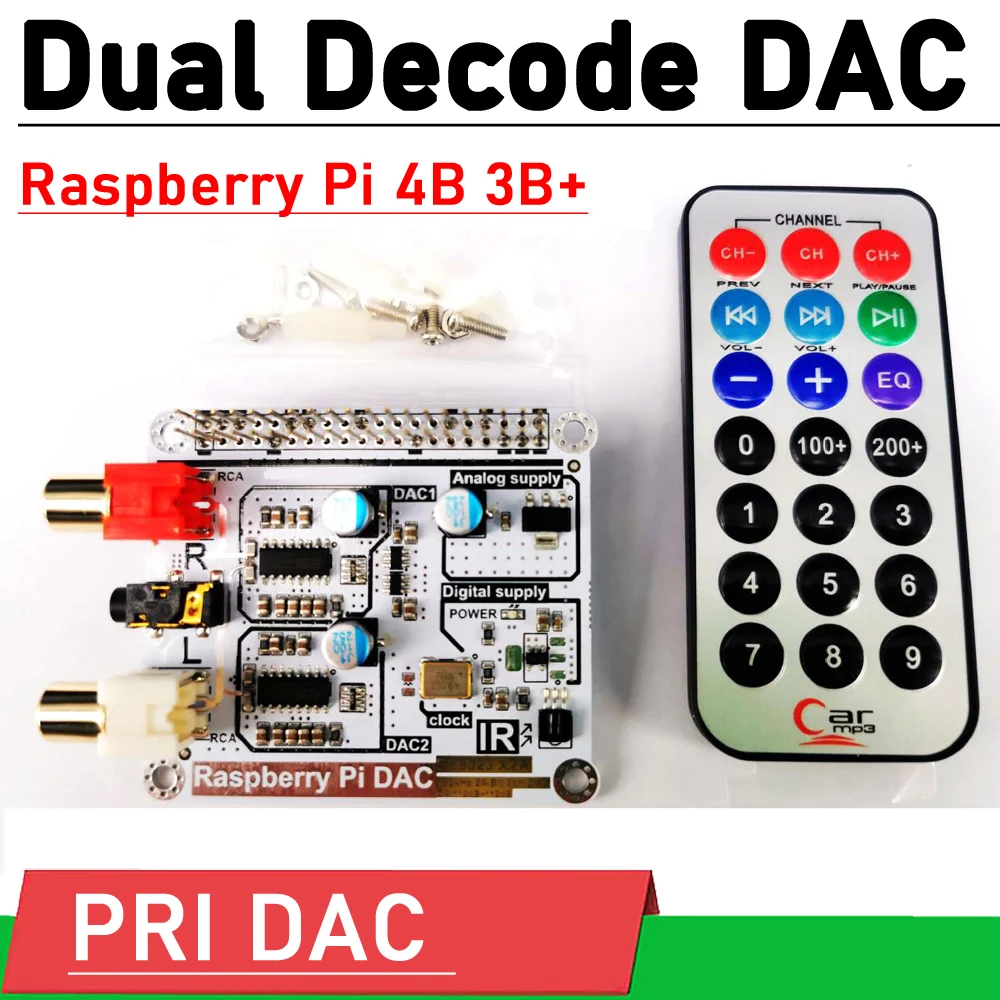 Volumio Mode Raspberry Pi DAC Raspberry Pi 4B 3B+\3B\2B\ZERO(W) HIFI Dual ES9023 Decode DAC I2S Digital Audio Sound Card