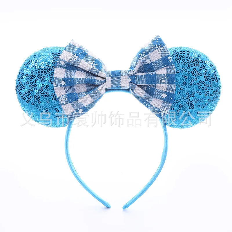 عيد الميلاد ميكي ماوس عقال Kawaii الكلاسيكية منقوشة الشعر التبعي ندفة الثلج القوس هيربيسي الوالدين والطفل اللعب الكرتون هدية