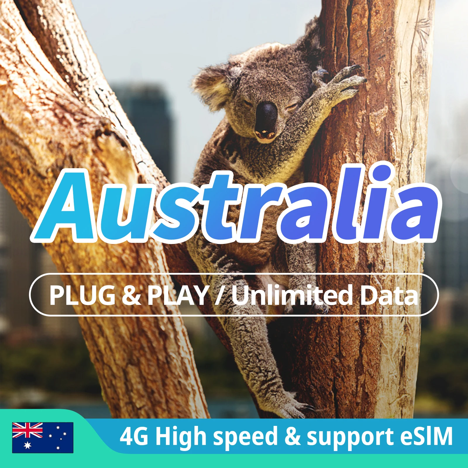 호주 4G 데이터 SIM 카드 여행 데이터 1-15days 4G 무제한 데이터 지원 eSIM
