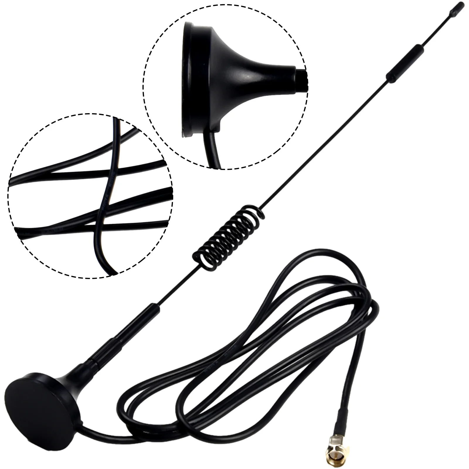 

Universal For 4G LTE Antenna SMA Male Connector 700-2700MHz 12dBi GSM External Antenna CB Radio Magnetic Base Mounting 50W