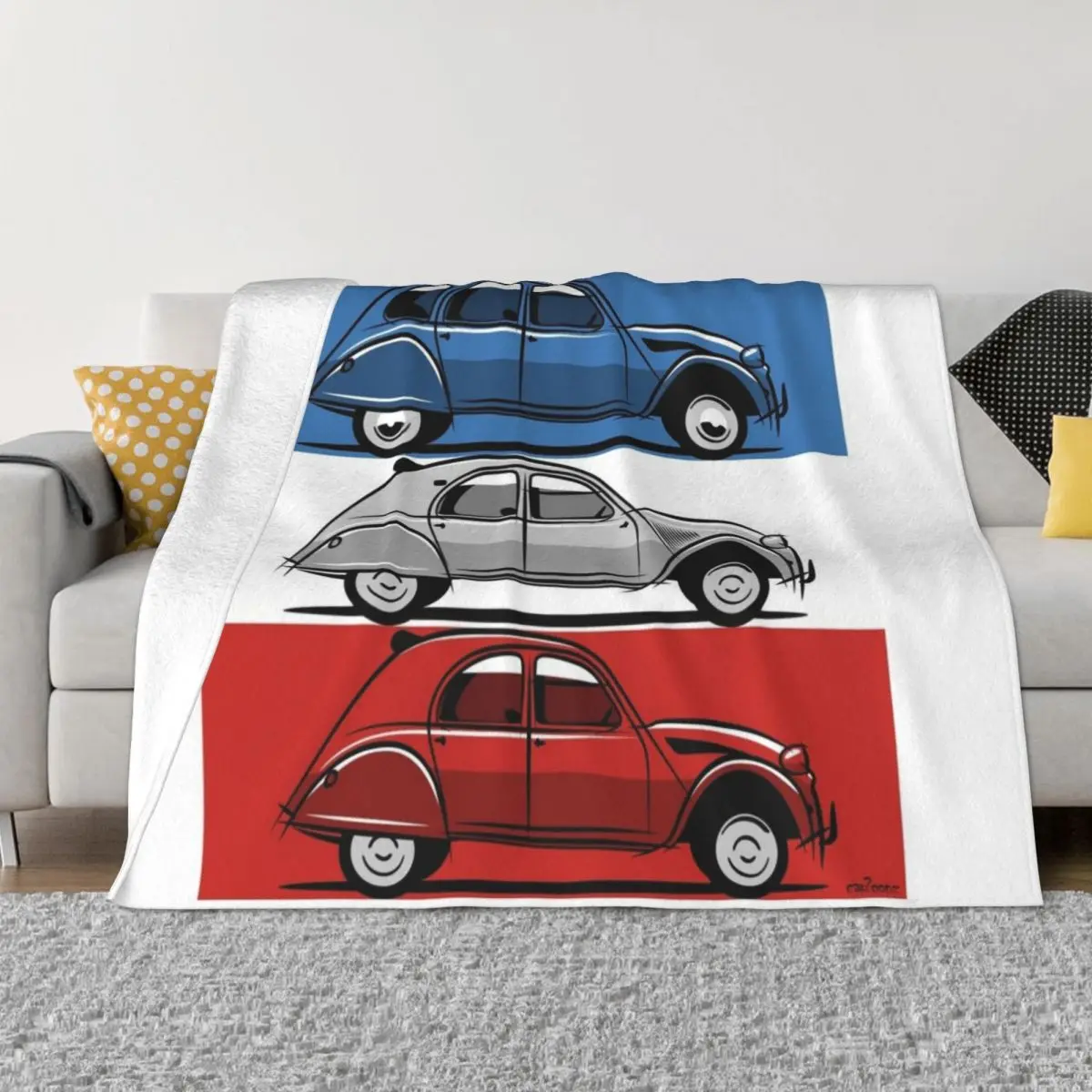 Citro?n 2CV red, white and blue Throw Blanket Soft Blanket Fluffy Shaggy Blanket Designer Blankets blankets for winter