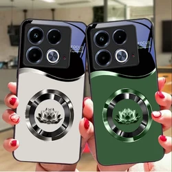 Circle Lotus White For Infinix Note 40 4G 30i 12 G96 Smart 8 Hot 9 Play 10 11S 12 20i 50 Pro Plus 5G Tempered Glass Phone Case