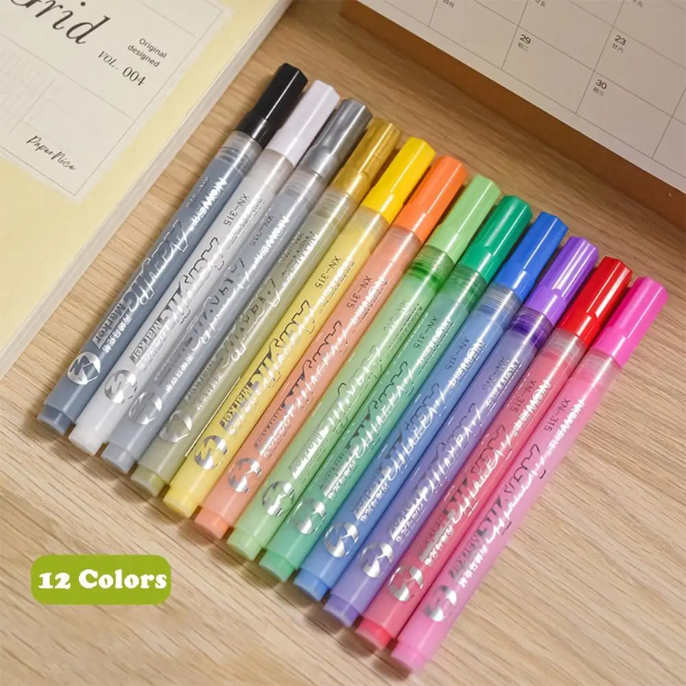 

New 12 Colors Acrylic Marker Pen Smooth DIY Painting Pen Colorful Watercolor Pen for Paper/Glass/Wood/Metal/Fabric